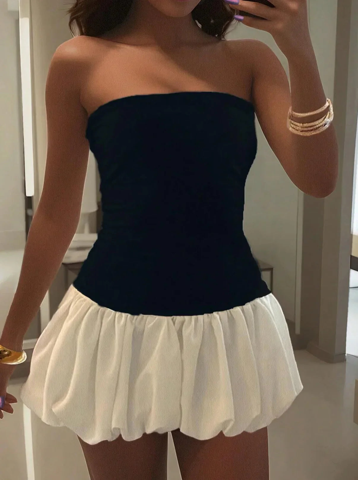Élise Robe Courte Bulle Ourlet