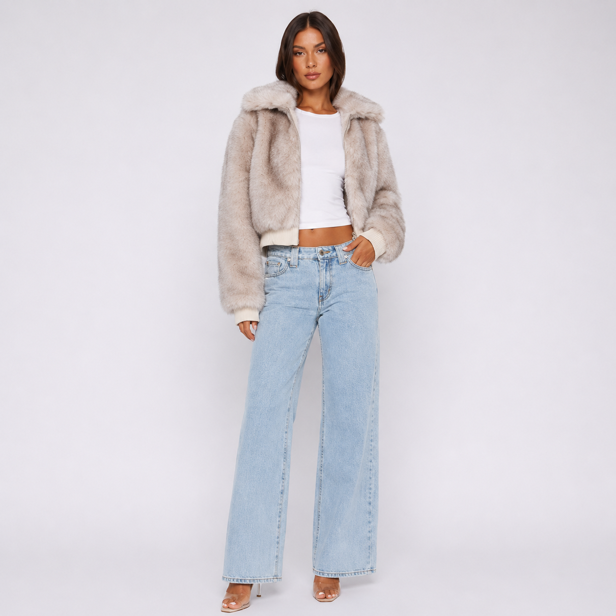 Ysée Veste en Fausse Fourrure Bomber