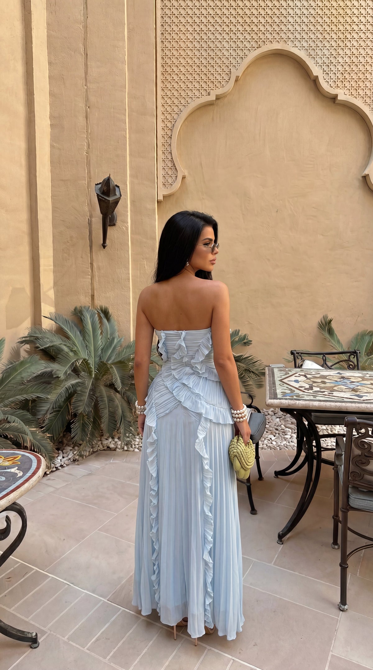 Clémence Robe Longue Bustier à Volants