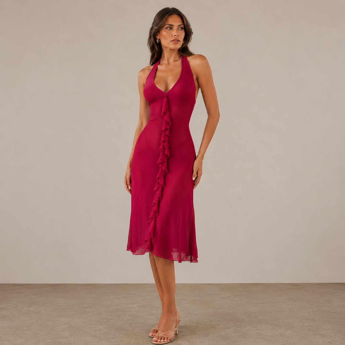 Céleste Robe Mi-Longue