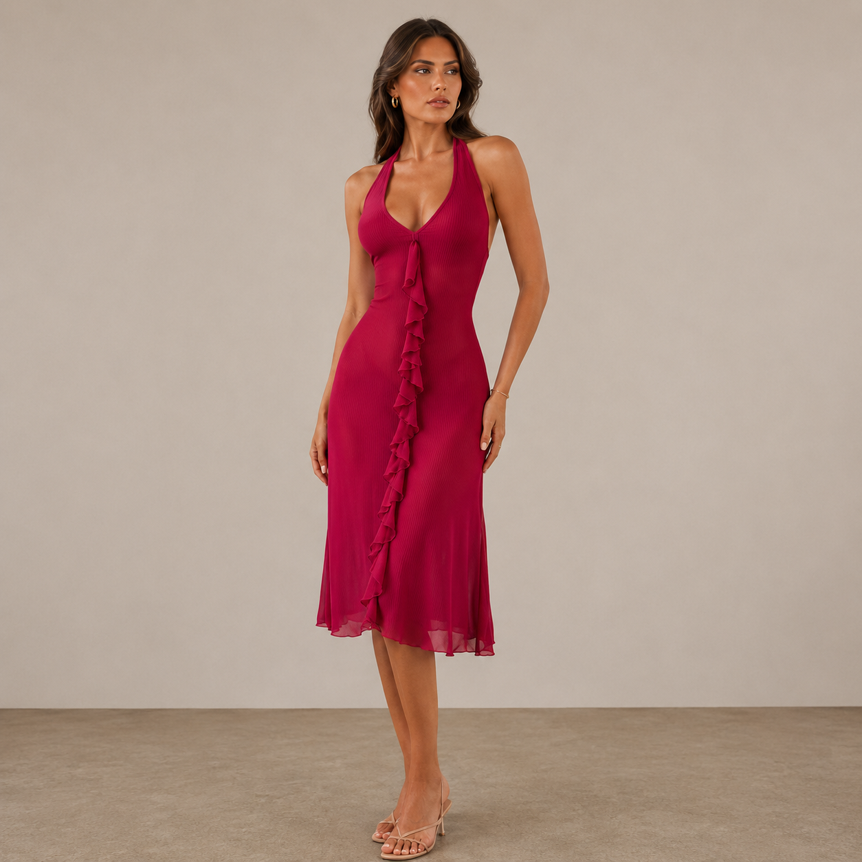 Céleste Robe Mi-Longue