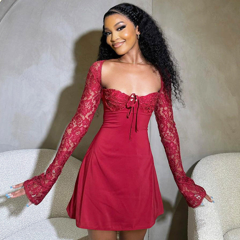 Maëlys Robe Courte en Dentelle