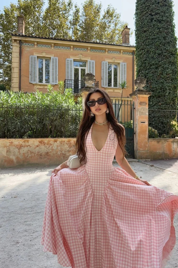 Sylvie Robe Mi-Longue Vichy