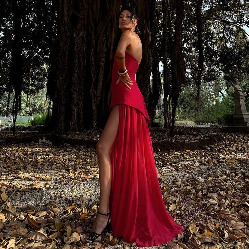 Perrine Robe Longue Asymétrique
