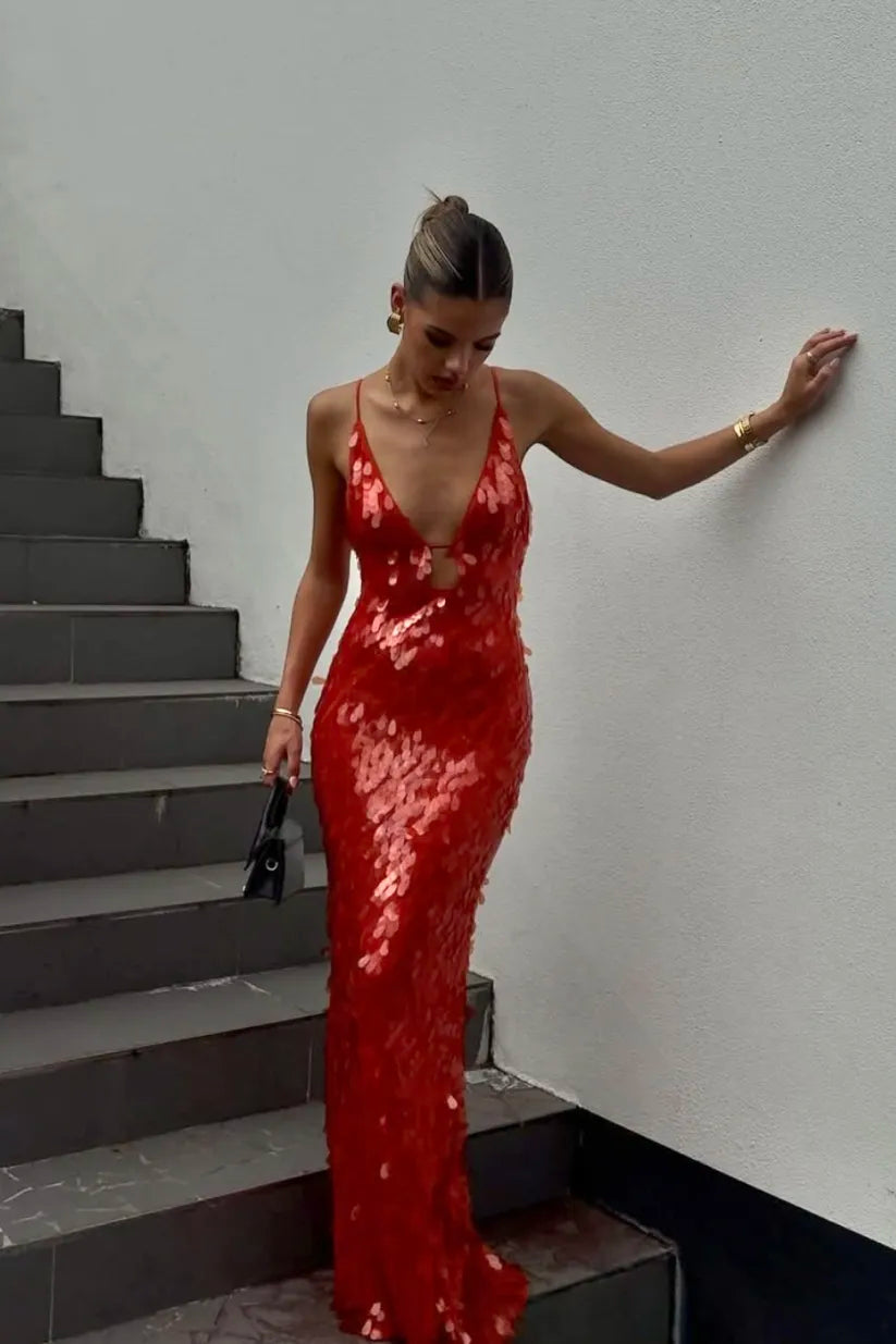 Émeline Robe Longue à Sequins