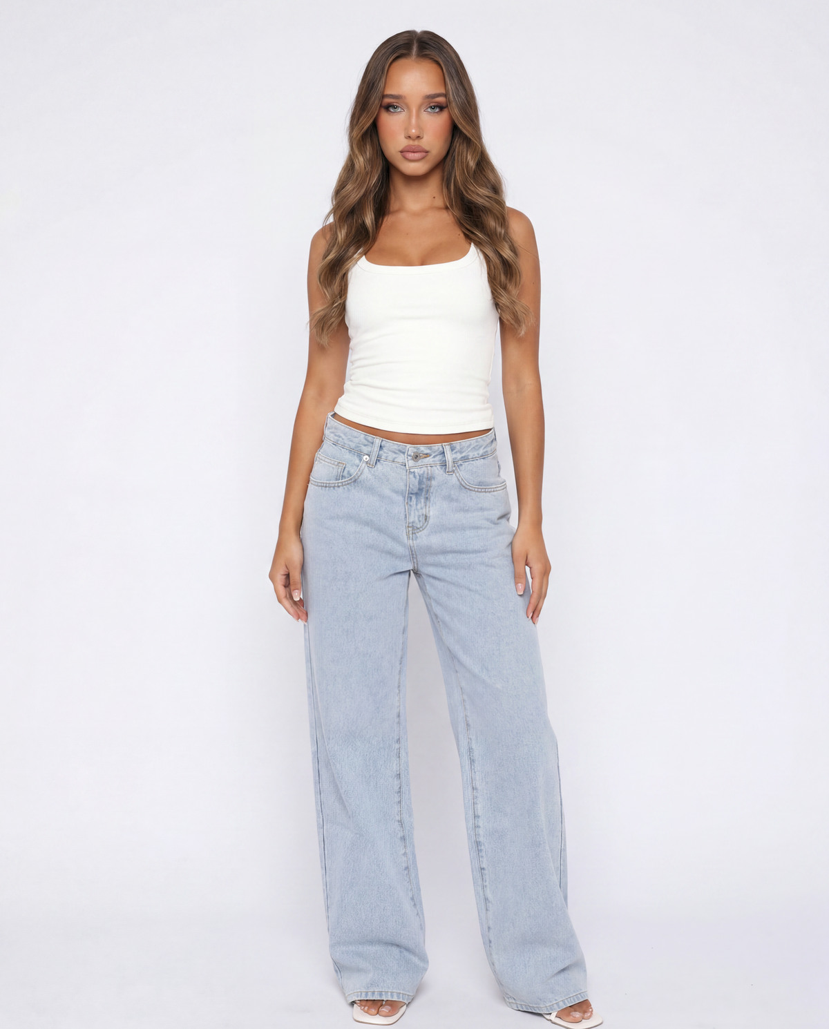 Alizée Jean Jambe Large Taille Mi-Haute